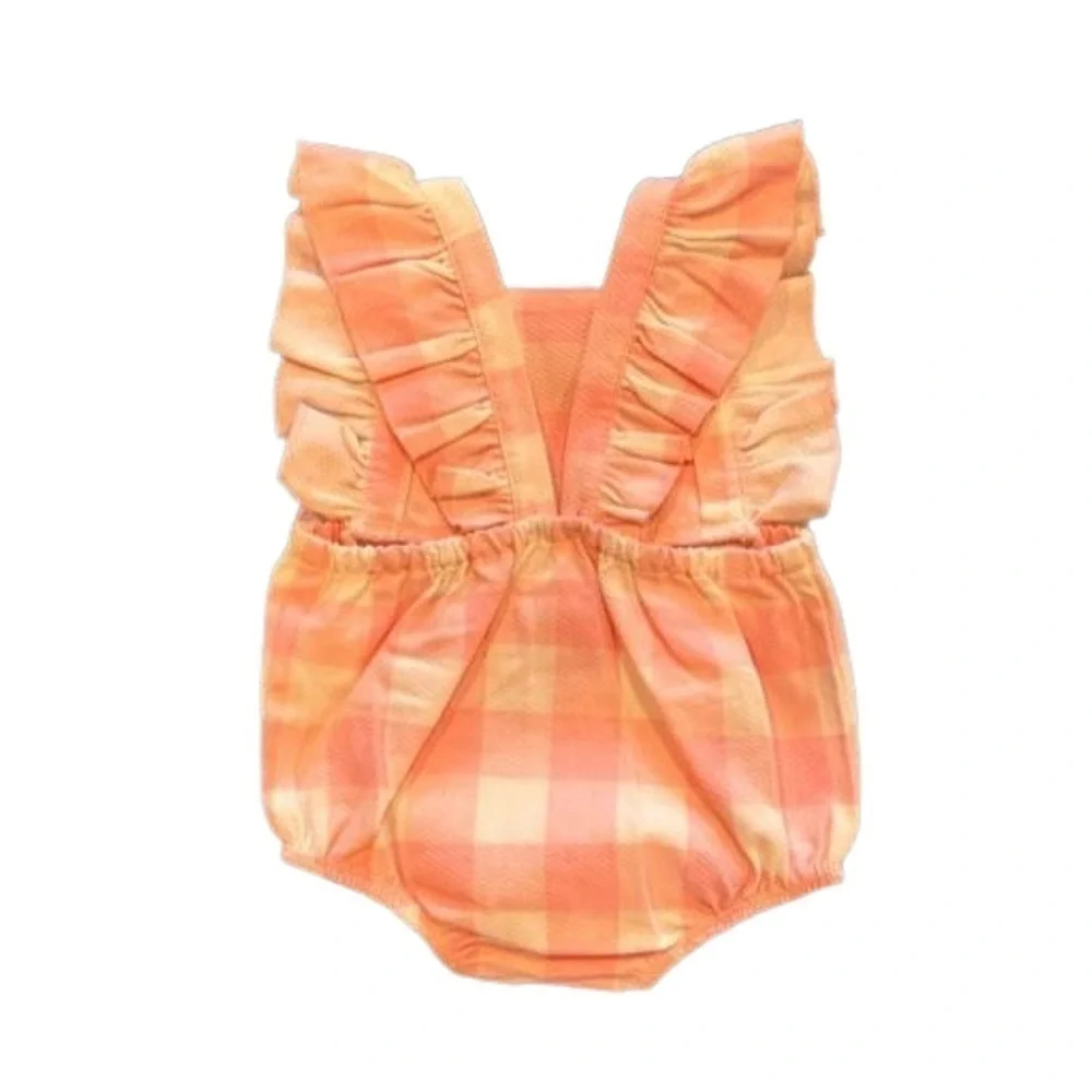 Mud Pie Pink Plaid Ruffle Romper 6-9 Months